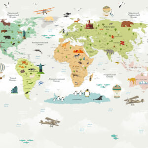 Children’s world map Werelds Behang