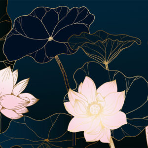 Golden and pink lotus Bloemen en planten Behang