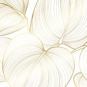 Golden leave white Bloemen en planten Behang
