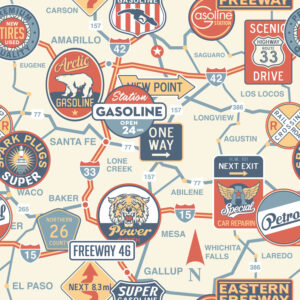 Vintage road map Vintage Behang