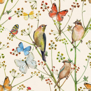 Birds and butterflies Dieren Behang
