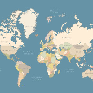 World map petrol Werelds Behang
