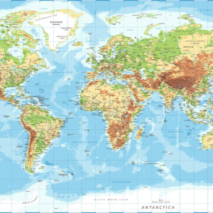 World map topo Werelds Behang