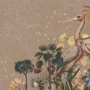 Cranes in Love Bloemen en planten Behang